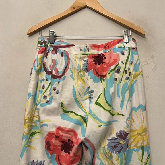 Silk Club Collection Floral Cotton Pants Size 8 EUC - Picture 2 of 8